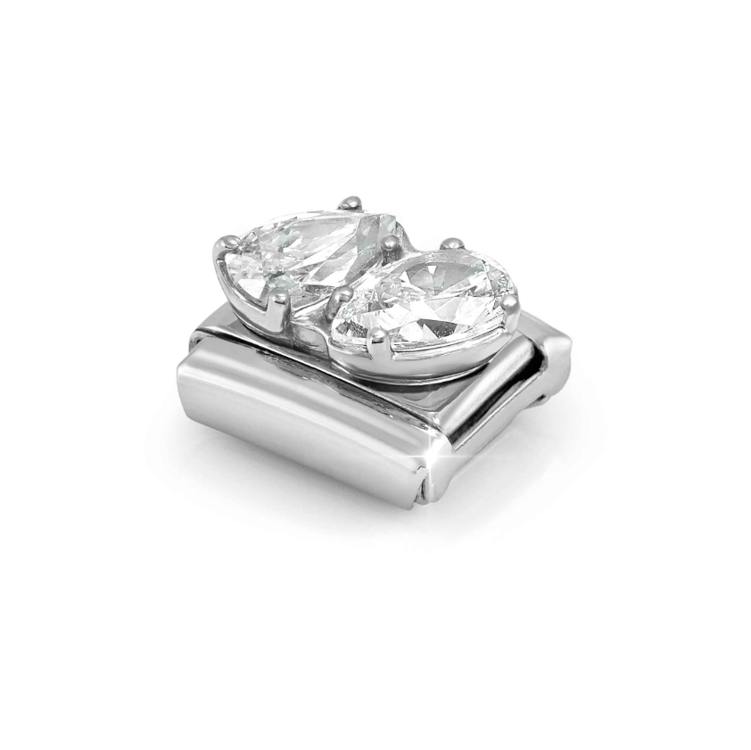 Nomination White CZ Double Drops Sterling Silver and Stainless Steel Composable Charm