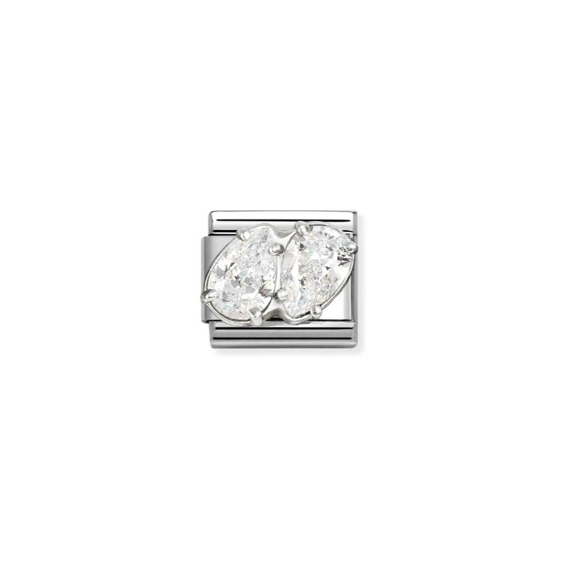 Nomination White CZ Double Drops Sterling Silver and Stainless Steel Composable Charm