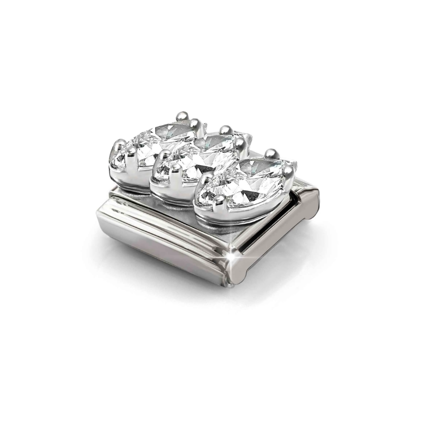 Nomination White CZ Trilogy Sterling Silver and Stainless Steel Composable Charm