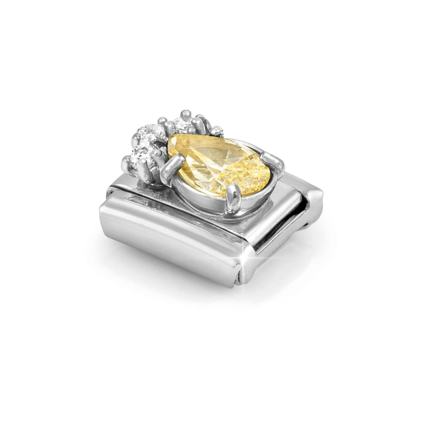 Nomination Yellow CZ Drop Sterling Silver and Stainless Steel Composable Charm