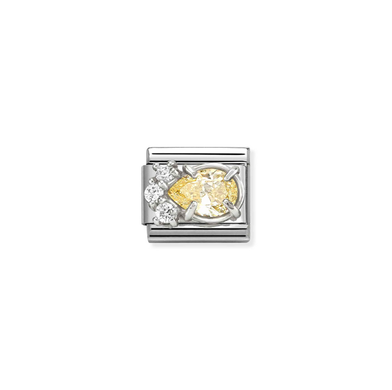 Nomination Yellow CZ Drop Sterling Silver and Stainless Steel Composable Charm