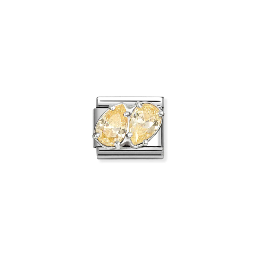 Nomination Yellow CZ Double Drops Sterling Silver and Stainless Steel Composable Charm