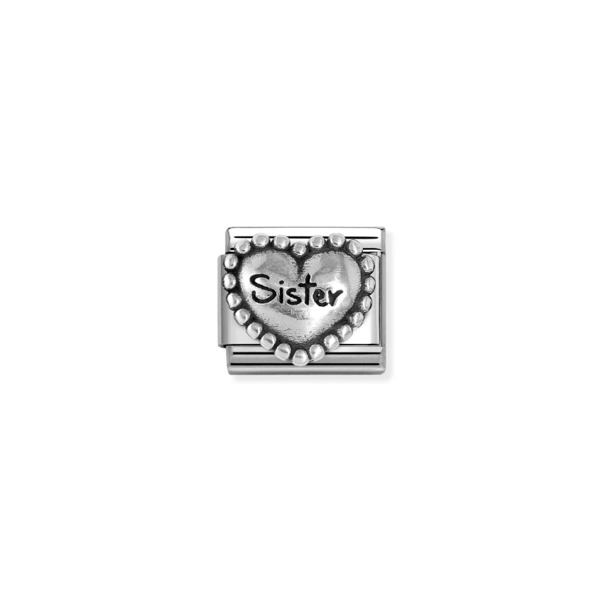 Nomination Sister Heart with Dots Sterling Silver and Stainless Steel Composable Charm