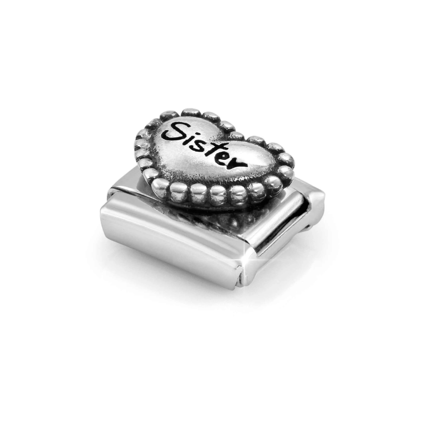 Nomination Sister Heart with Dots Sterling Silver and Stainless Steel Composable Charm