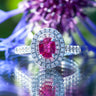 1.11ct Oval Unheated Ruby and 0.36ct Diamond 18ct White Gold Ring