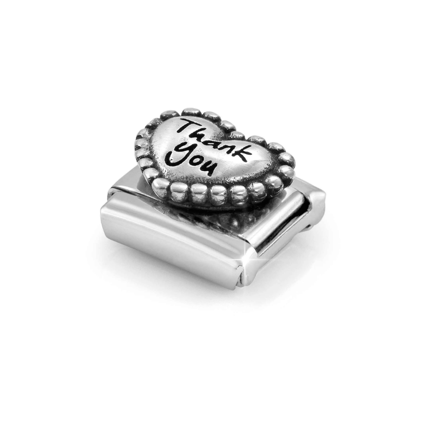 Nomination Thank You Heart with Dots Sterling Silver and Stainless Steel Composable Charm