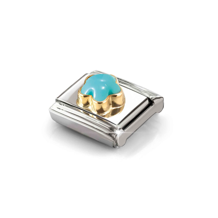 Nomination Turquoise Flower 18ct Gold and Stainless Steel Composable Charm
