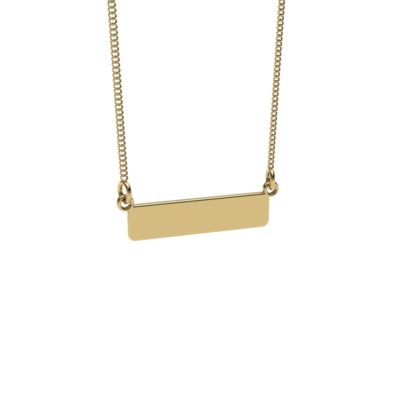 9ct Yellow Gold Engravable Bar Necklace