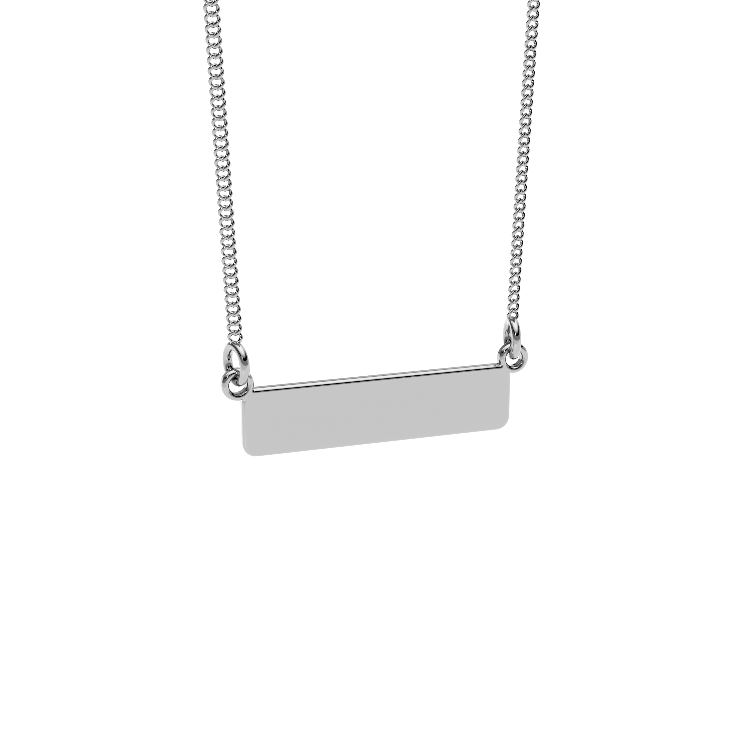 9ct White Gold Engravable Bar Necklace