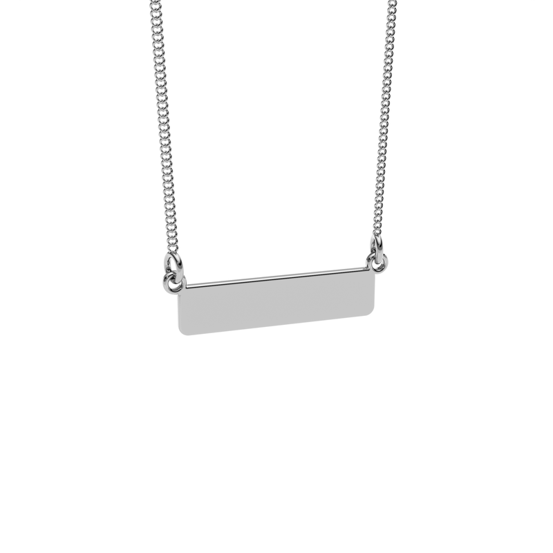 9ct White Gold Engravable Bar Necklace