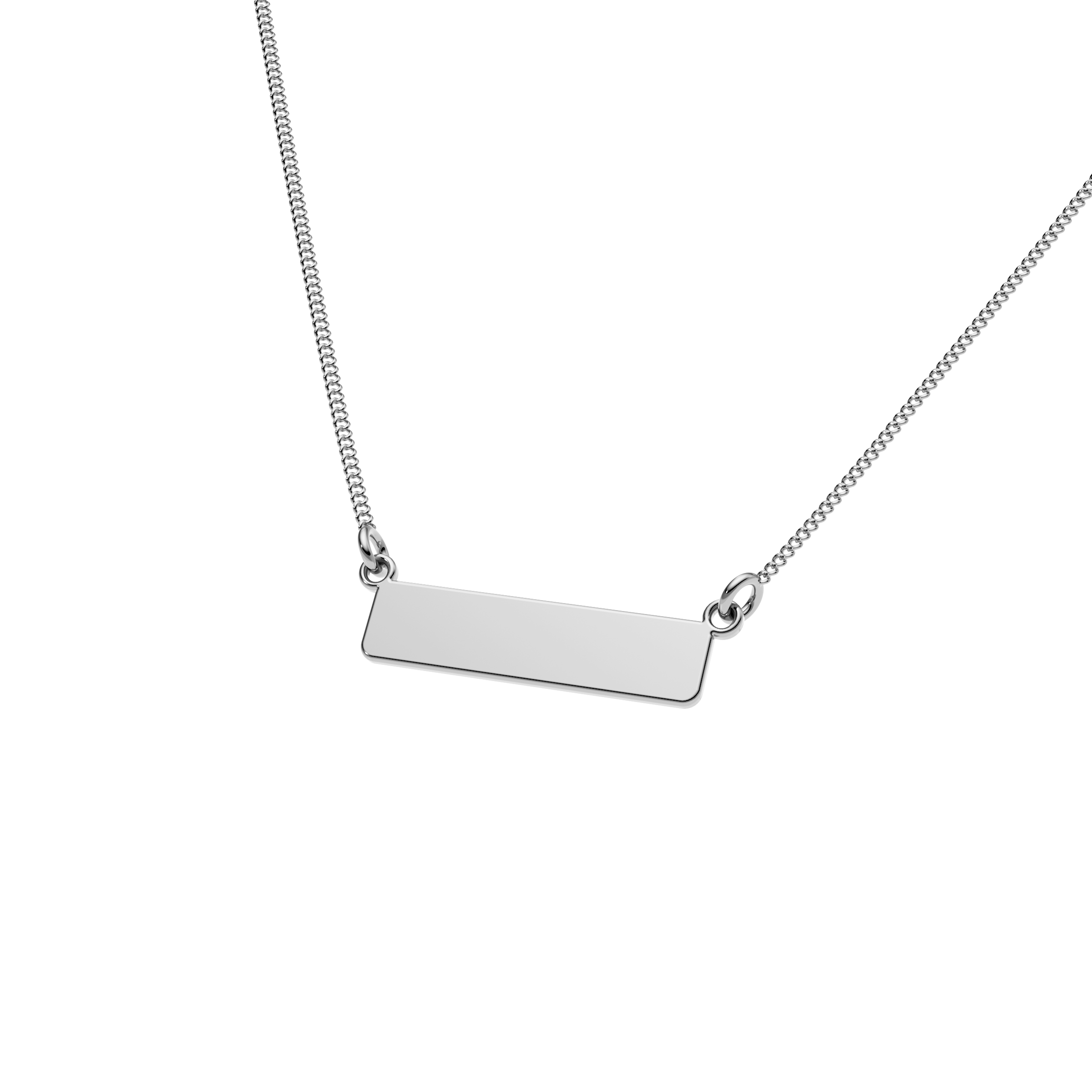 9ct White Gold Engravable Bar Necklace