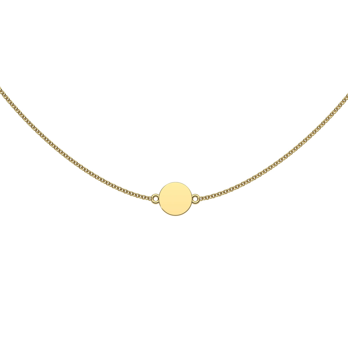 9ct Yellow Gold Engravable Mini Disc Necklace