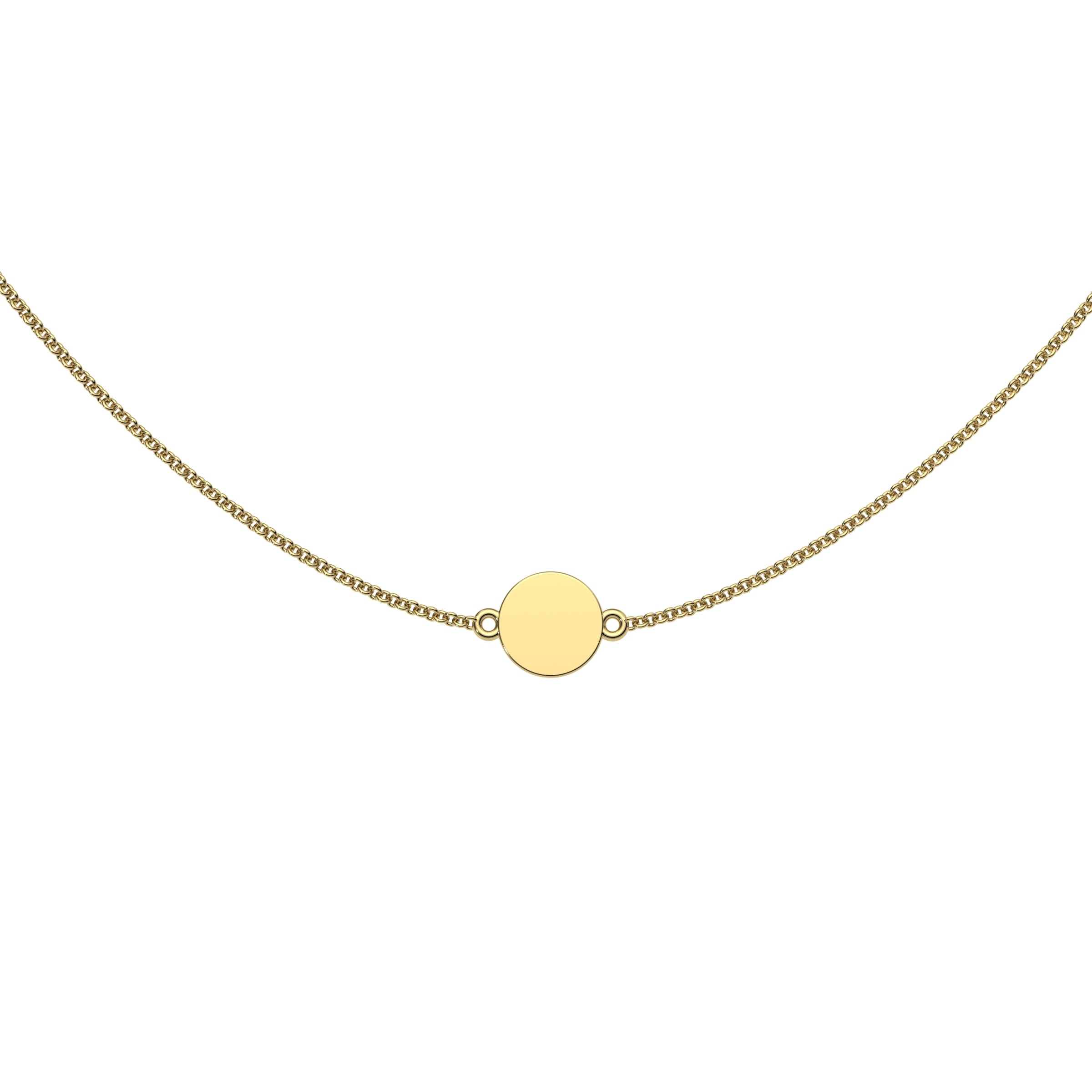 9ct Yellow Gold Engravable Mini Disc Necklace