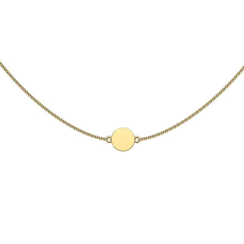 9ct Yellow Gold Engravable Mini Disc Necklace