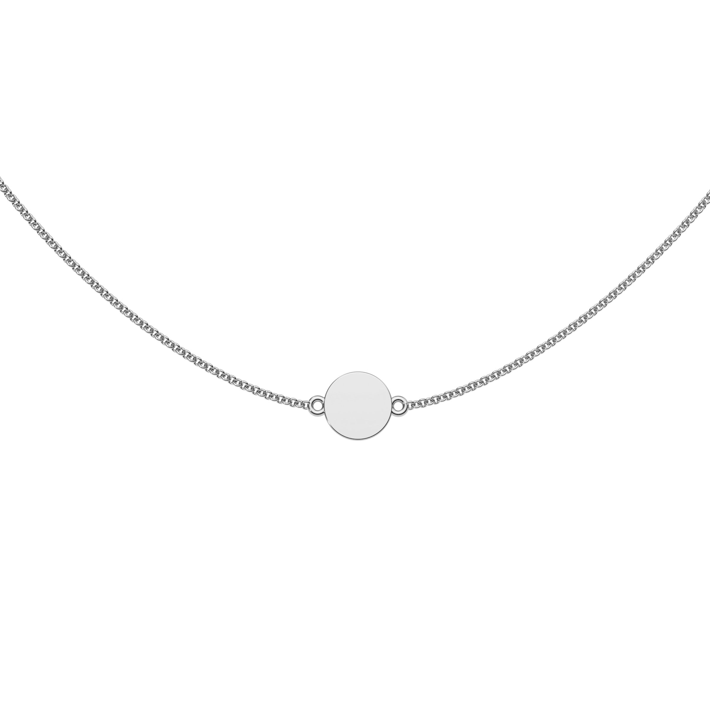 9ct White Gold Engravable Mini Disc Necklace