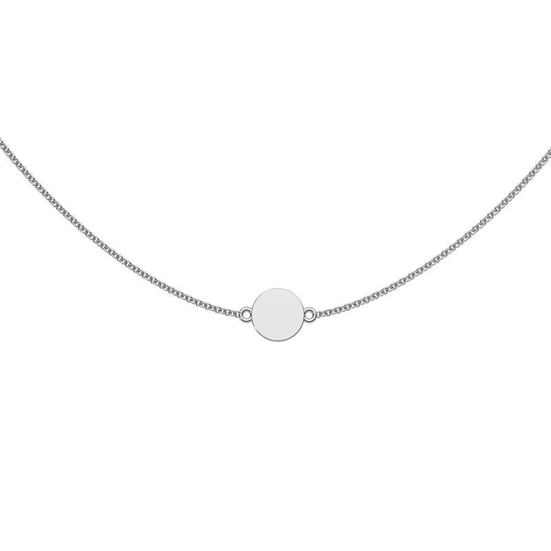 9ct White Gold Engravable Mini Disc Necklace