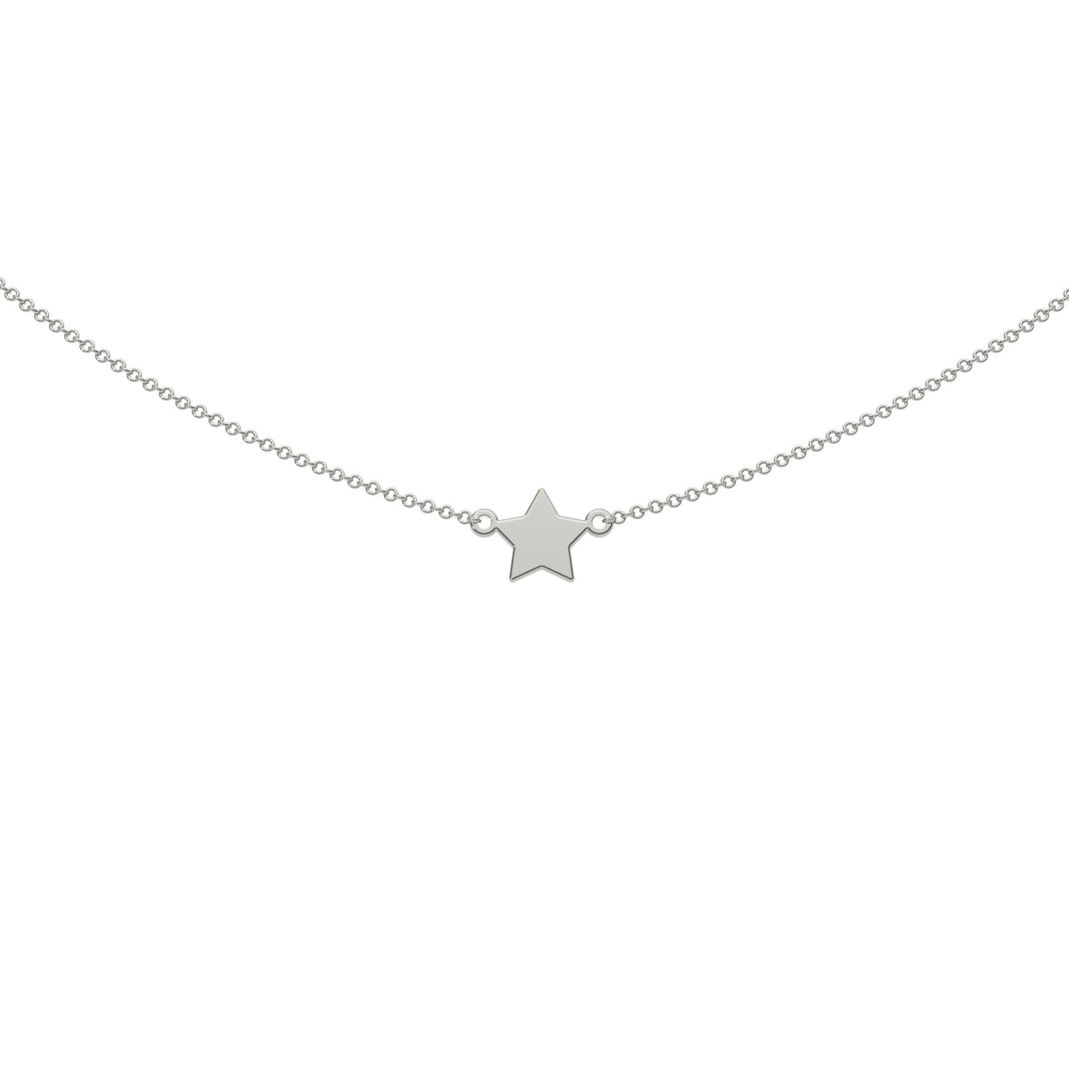 9ct White Gold Engravable Gothic Star Necklace