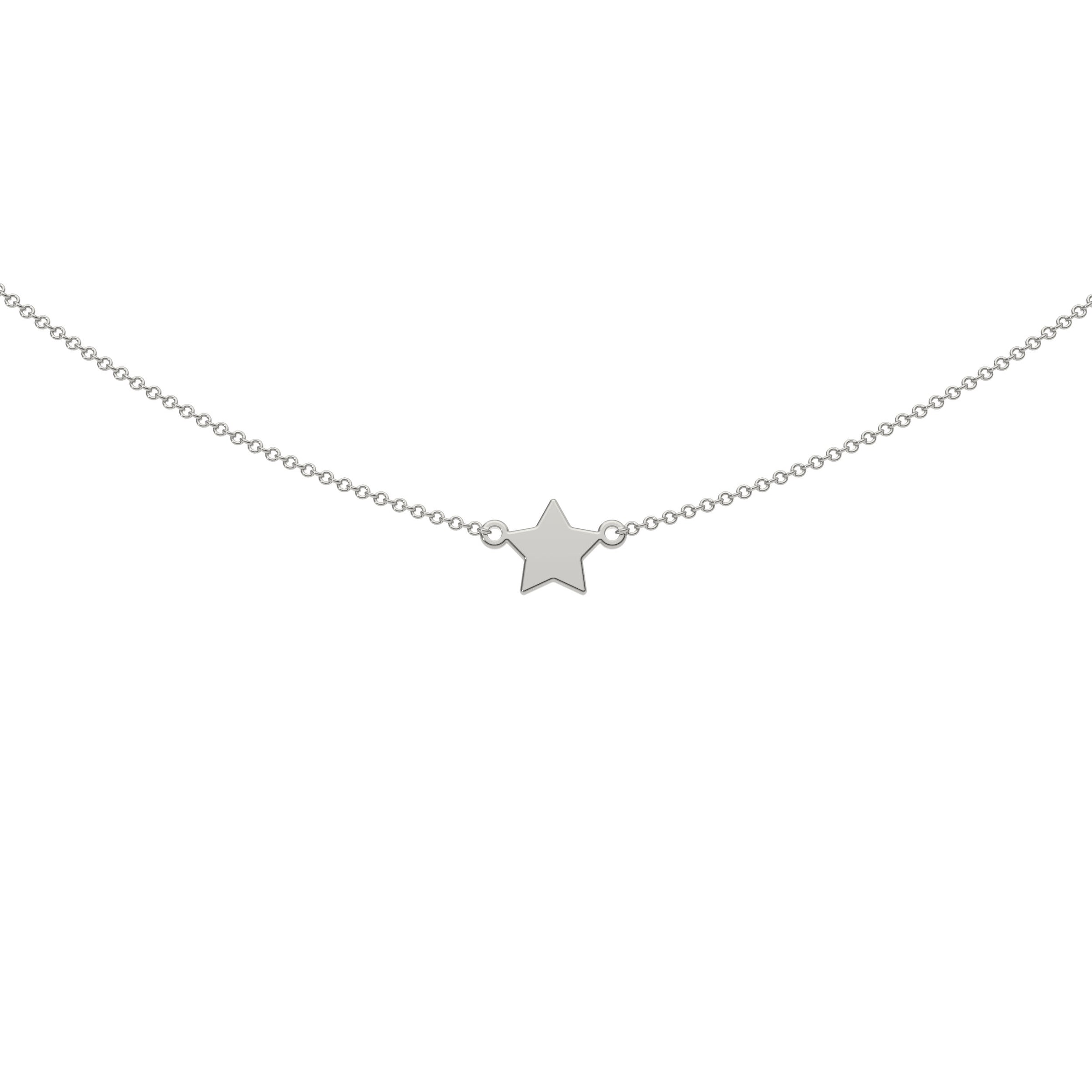 9ct White Gold Engravable Gothic Star Necklace
