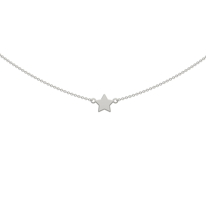 9ct White Gold Engravable Gothic Star Necklace