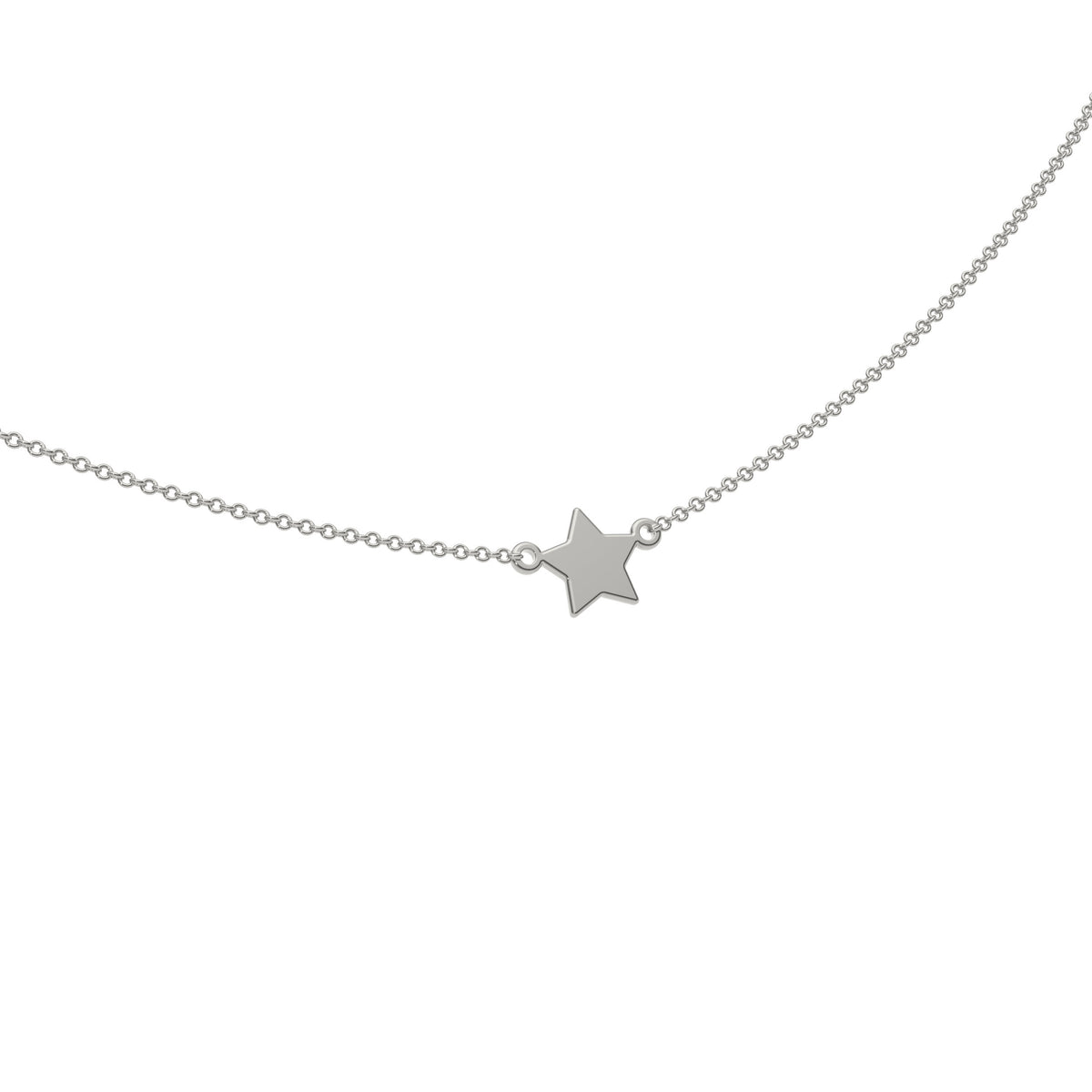 9ct White Gold Engravable Gothic Star Necklace