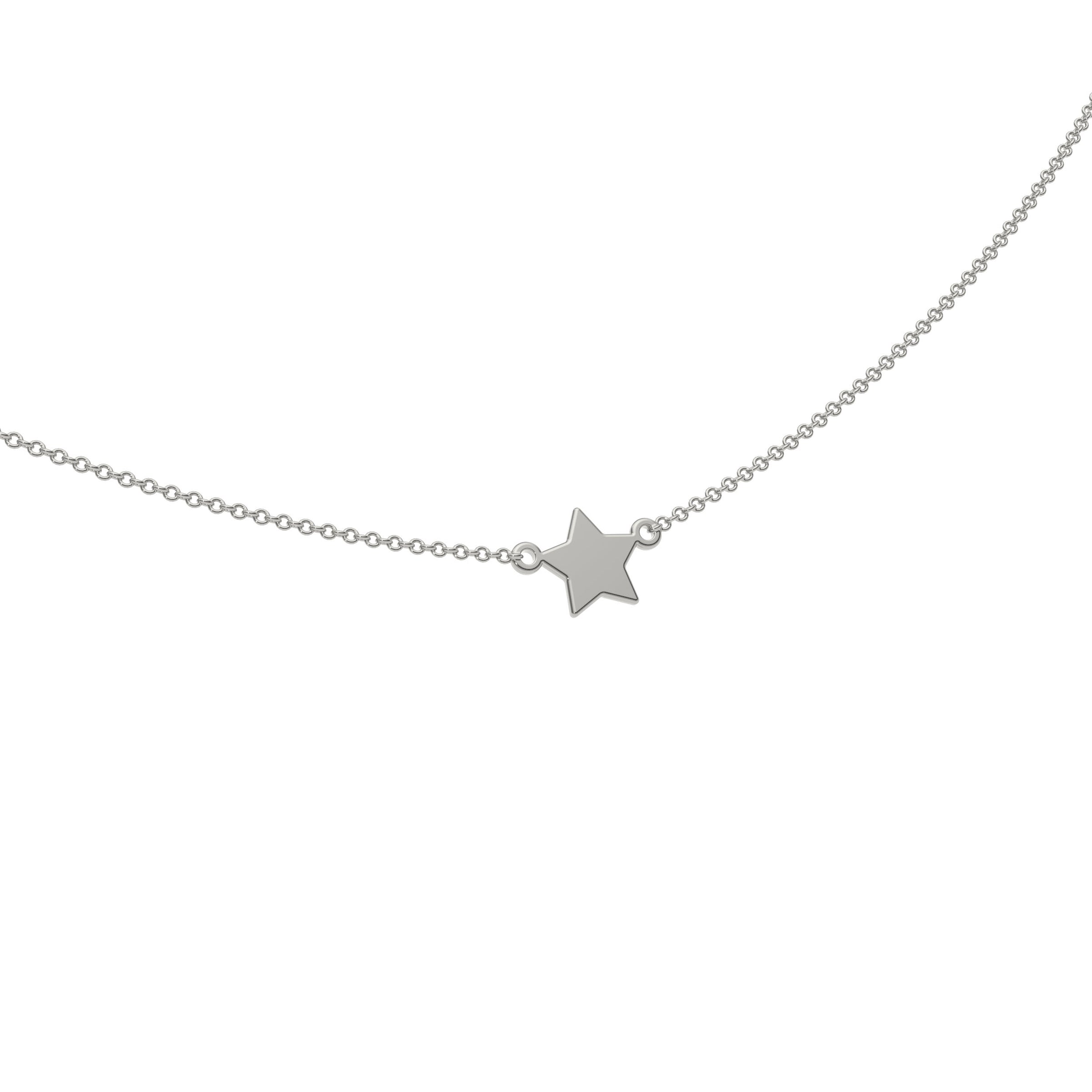 9ct White Gold Engravable Gothic Star Necklace