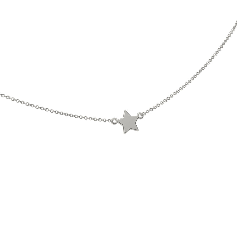 9ct White Gold Engravable Gothic Star Necklace