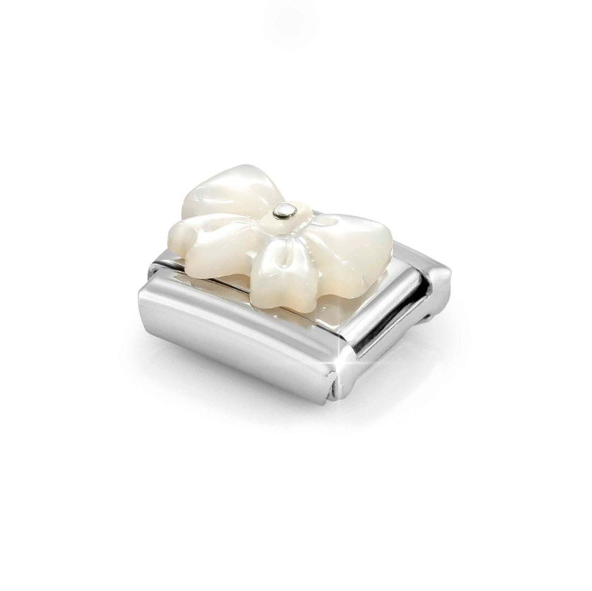 Nomination White Mother of Pearl Bow Sterling Silver and Stainless Steel Composable Charm