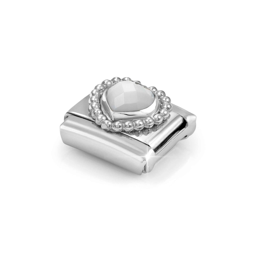 Nomination White Opal Heart Sterling Silver and Stainless Steel Composable Charm