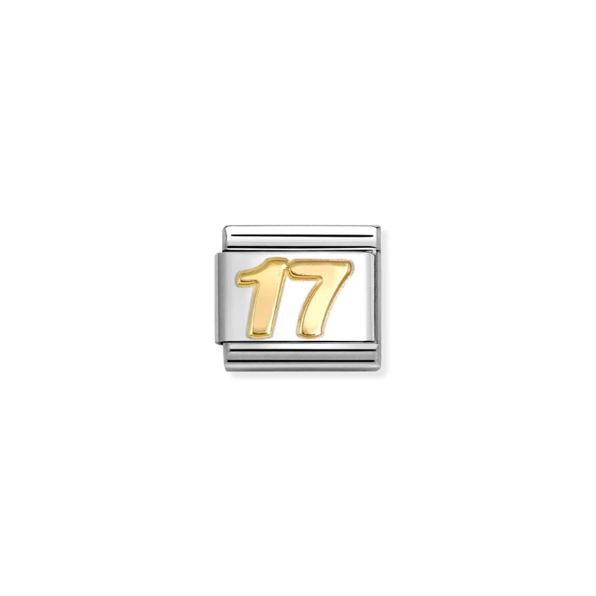 Nomination Number 17 18ct Gold and Stainless Steel Composable Charm