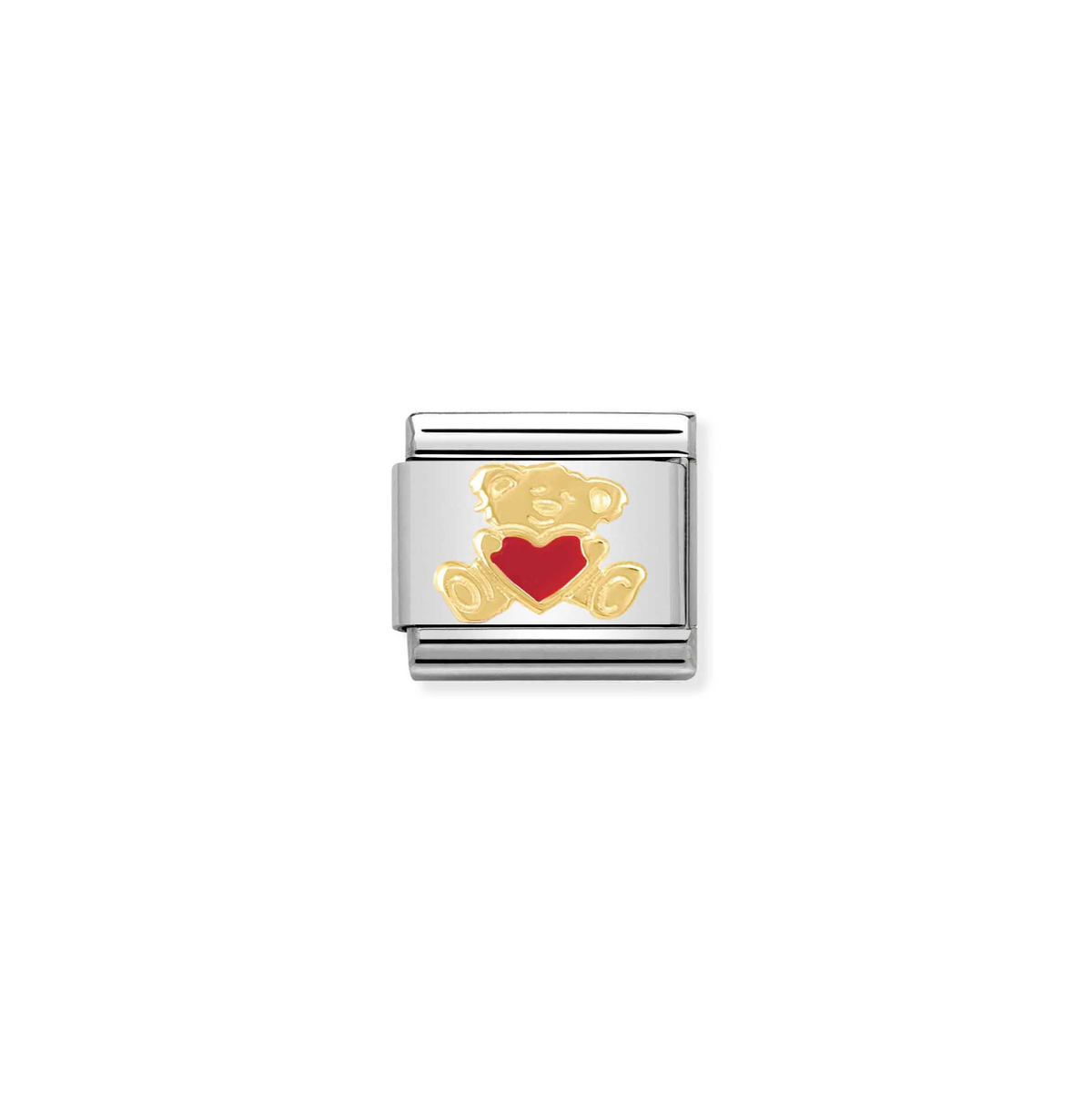 Nomination Bear with Heart 18ct Gold and Stainless Steel Composable Charm