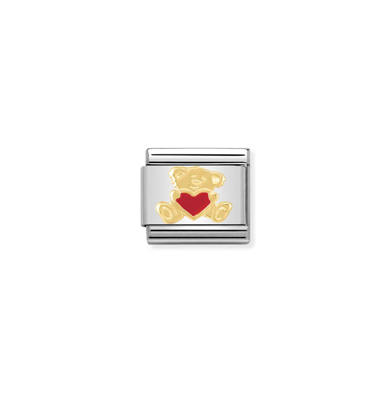 Nomination Bear with Heart 18ct Gold and Stainless Steel Composable Charm