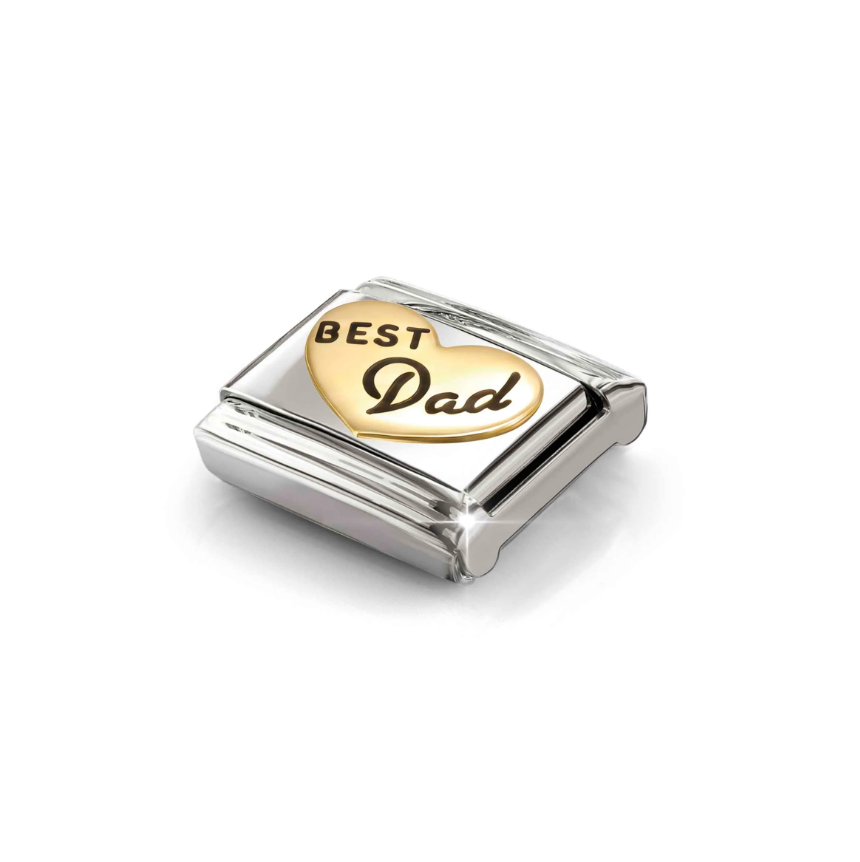 Nomination Best Dad Heart 18ct Gold and Stainless Steel Composable Charm