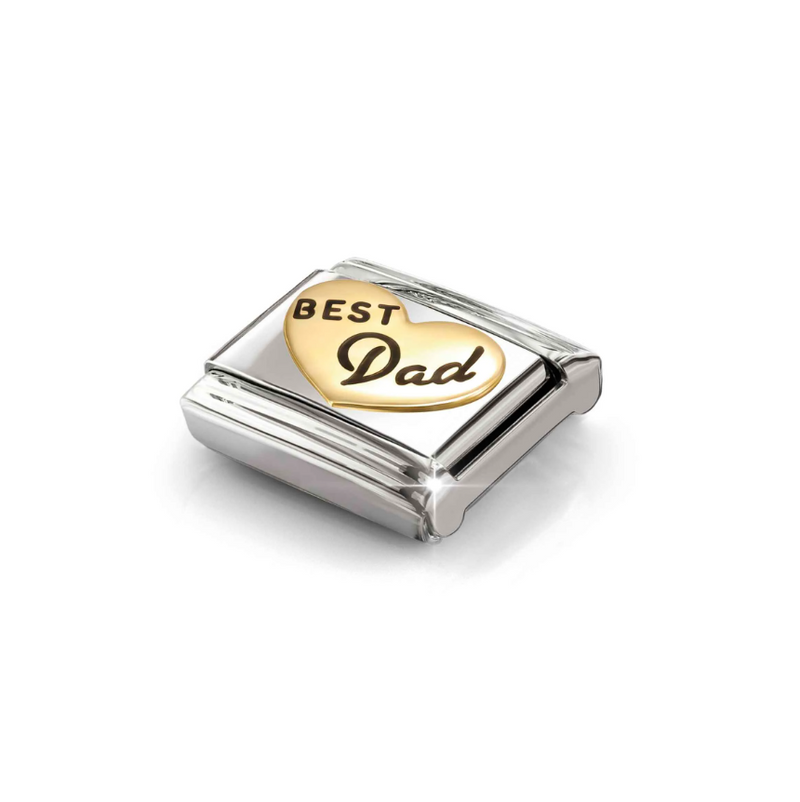 Nomination Best Dad Heart 18ct Gold and Stainless Steel Composable Charm