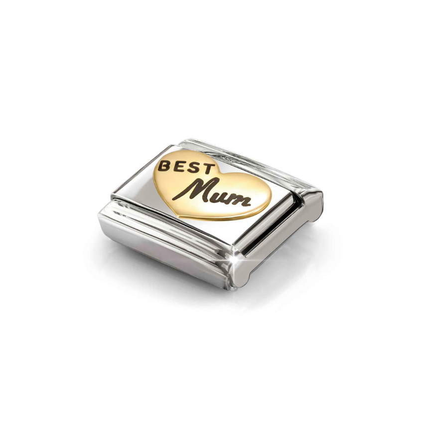 Nomination Best Mum Heart 18ct Gold and Stainless Steel Composable Charm