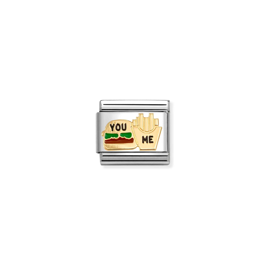 Nomination Burger and Fries 18ct Gold and Stainless Steel Composable Charm