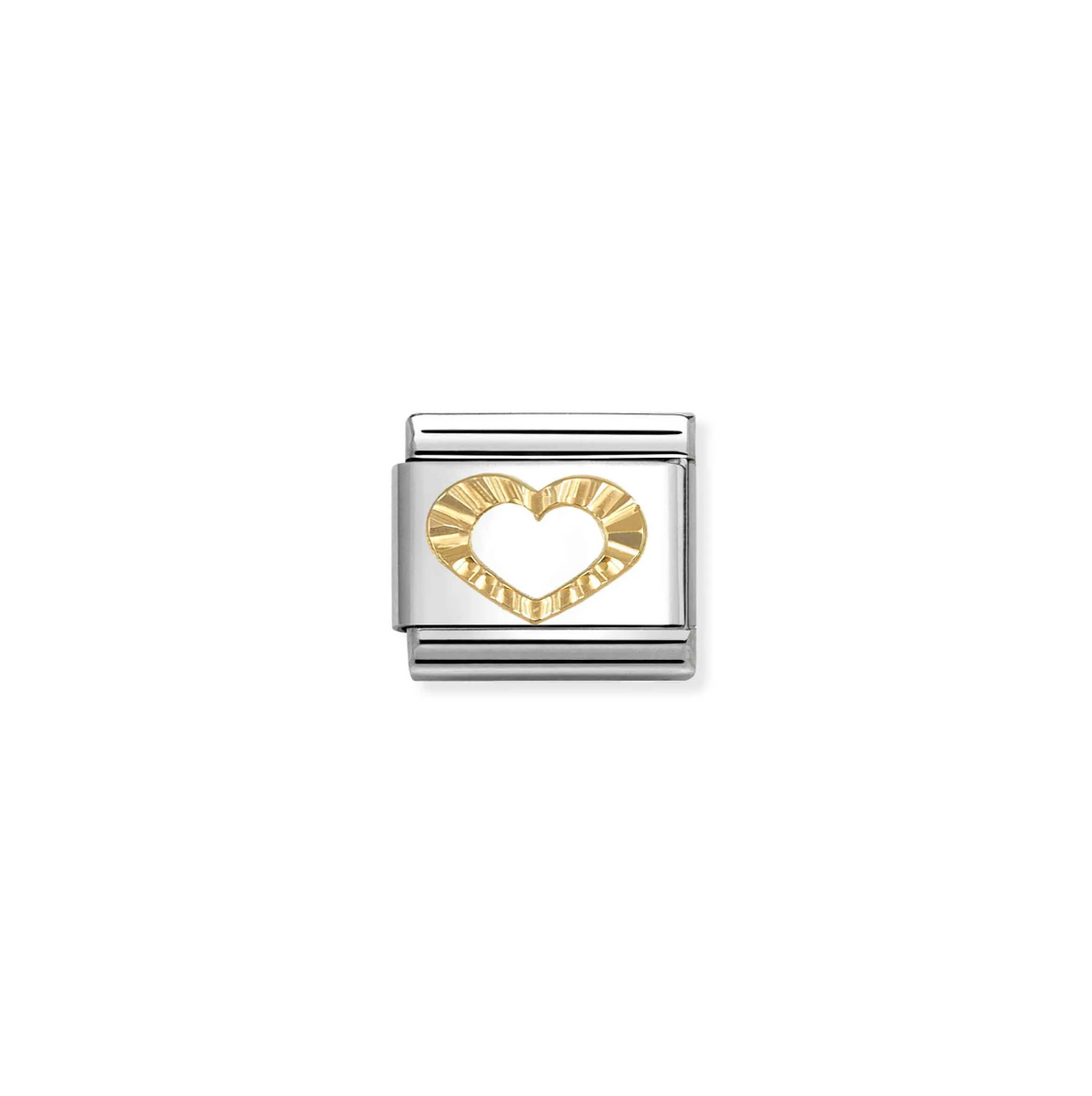 Nomination Diamond Etched Heart 18ct Gold and Stainless Steel Composable Charm