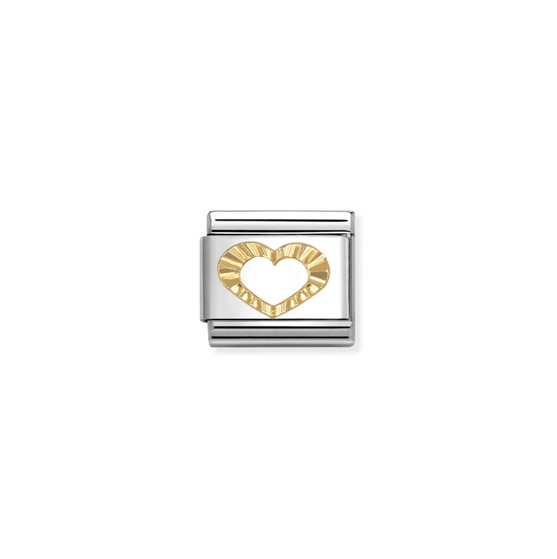 Nomination Diamond Etched Heart 18ct Gold and Stainless Steel Composable Charm