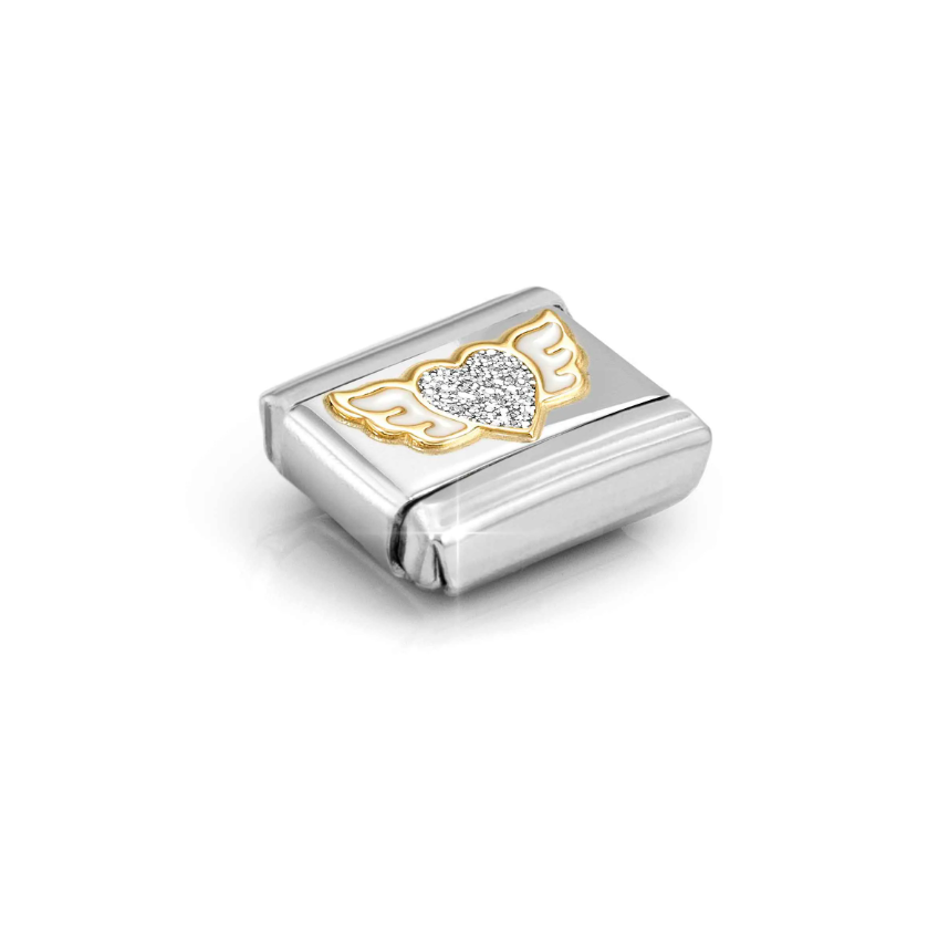 Nomination Glitter Angel Heart 18ct Gold and Stainless Steel Composable Charm