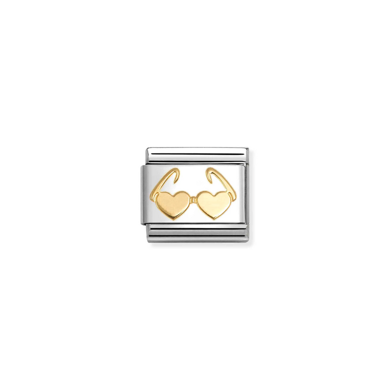 Nomination Heart Glasses 18ct Gold and Stainless Steel Composable Charm