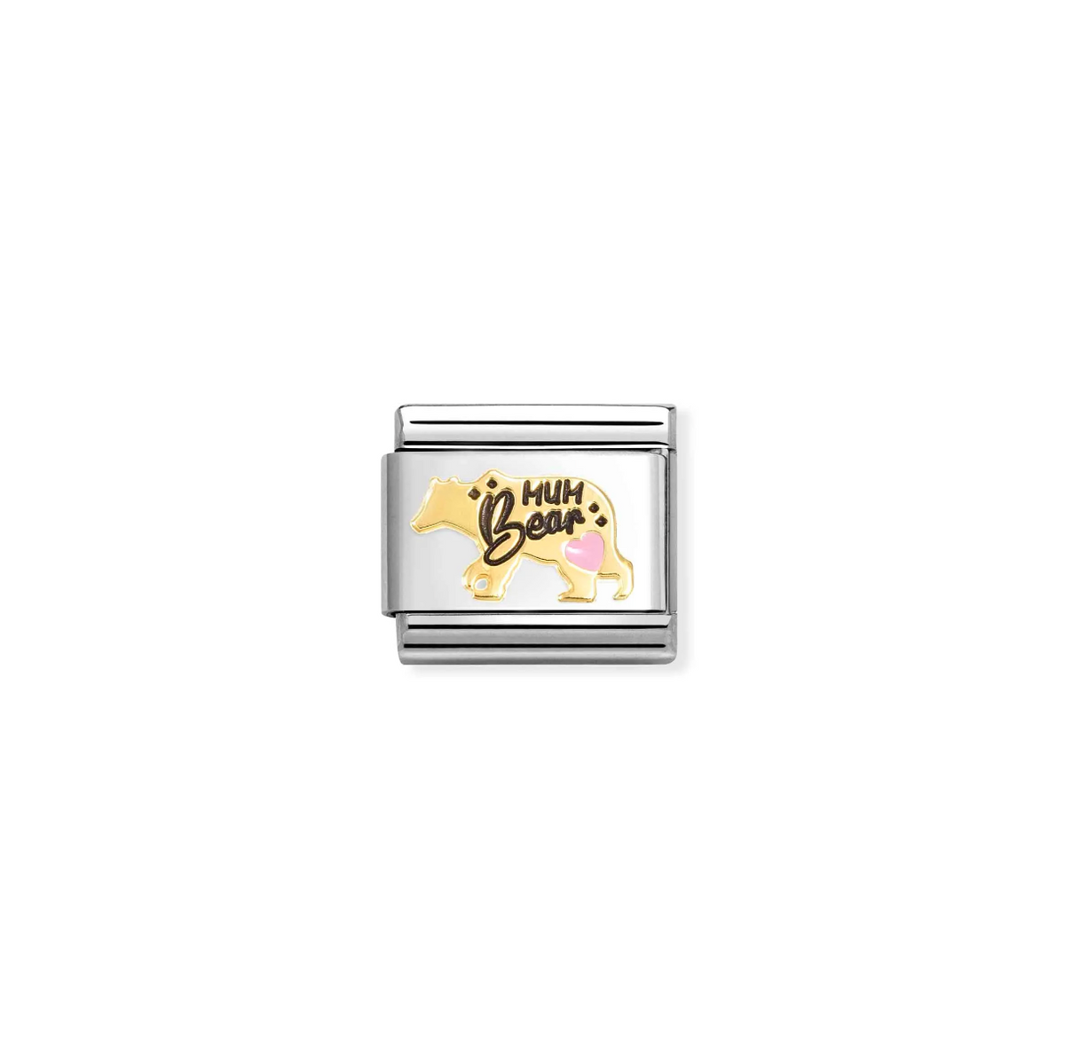 Nomination Mum Pink Bear 18ct Gold and Stainless Steel Composable Charm