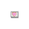 Nomination Pink CZ Heart 18ct Gold and Stainless Steel Composable Charm