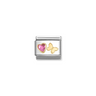 Nomination Pink CZ Heart with Butterfly 18ct Gold and Stainless Steel Composable Charm