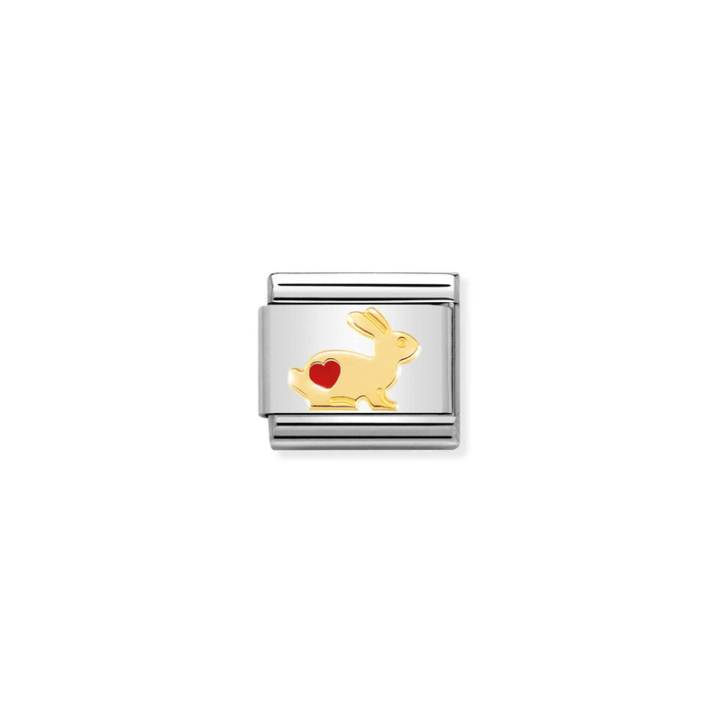 Nomination Rabbit with Heart 18ct Gold and Stainless Steel Composable Charm