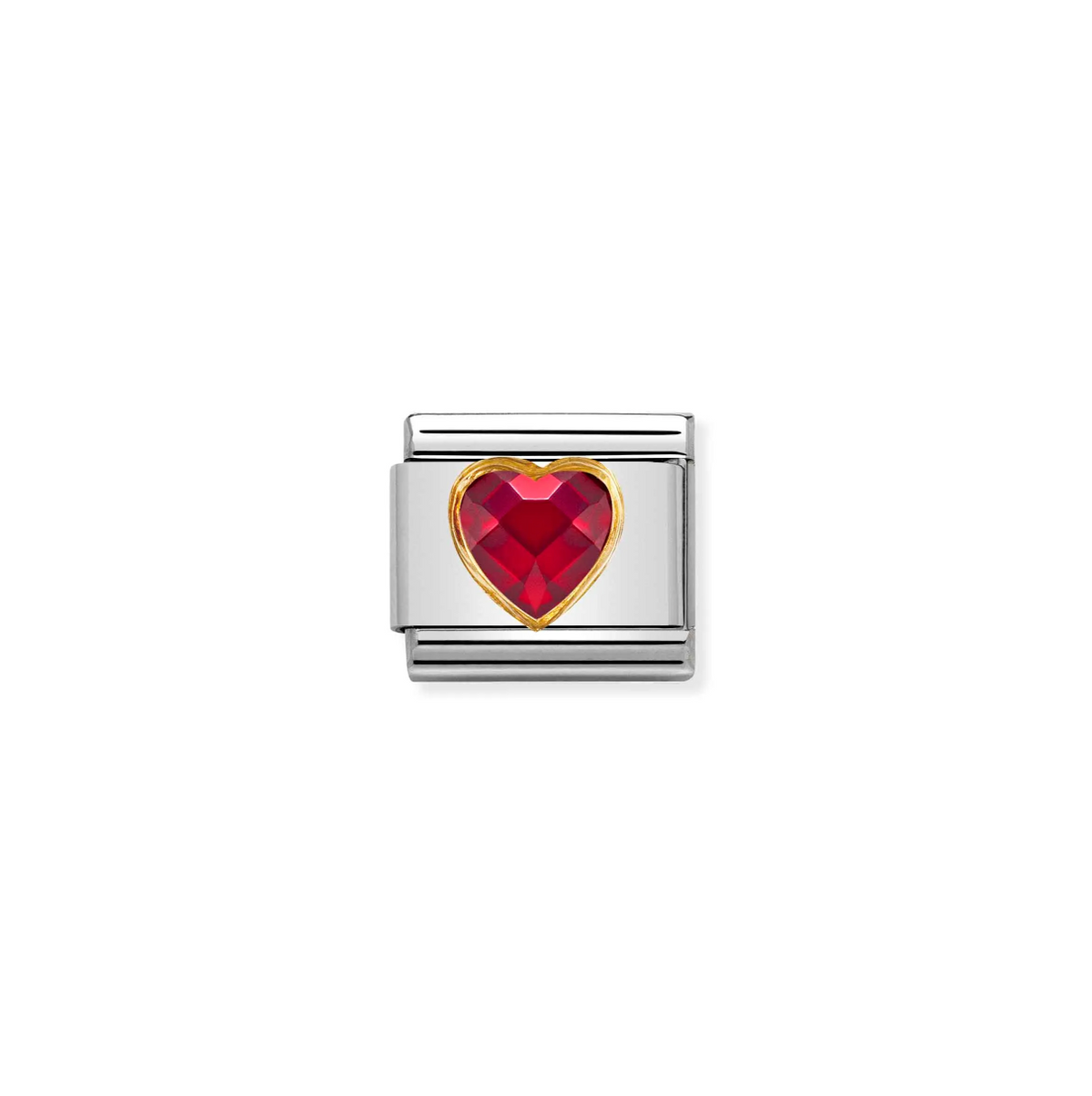 Nomination Red CZ Heart 18ct Gold and Stainless Steel Composable Charm