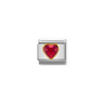 Nomination Red CZ Heart 18ct Gold and Stainless Steel Composable Charm