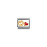 Nomination Red and Gold Heart 18ct Gold and Stainless Steel Composable Charm
