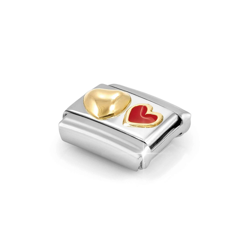 Nomination Red and Gold Heart 18ct Gold and Stainless Steel Composable Charm