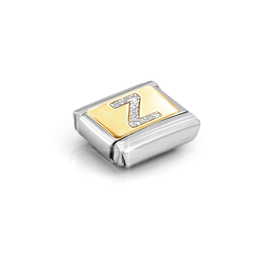 Nomination Glitter Letter Z 18ct Gold and Stainless Steel Composable Charm
